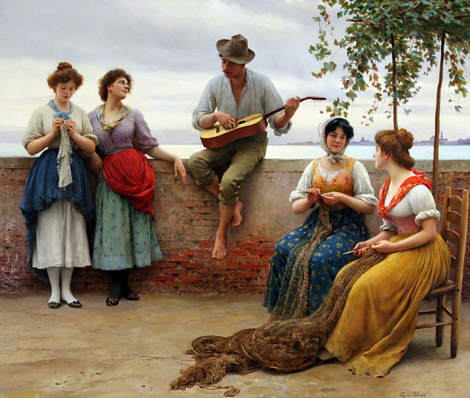 Eugene de Blaas, The Serenade, 1910