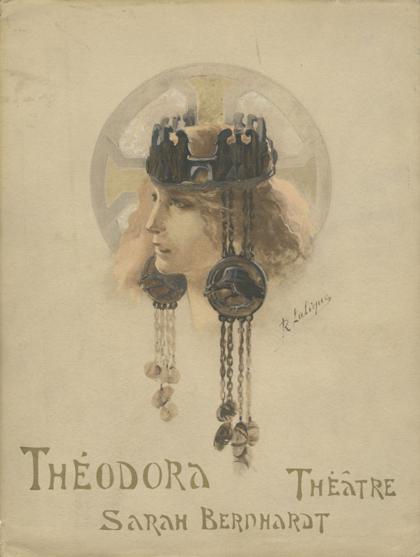 René Lalique. The cover of the program for Sardou’s Theodora play (1902). Sarah Bernhardt as Empress
