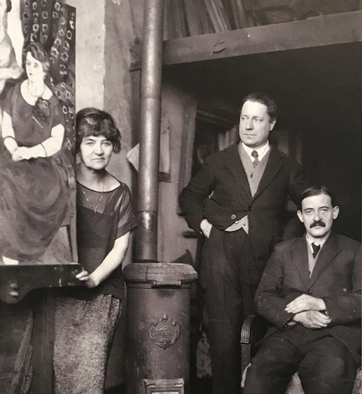 Left to right: Suzanne Valadon with her painting, André Utter, Maurice Utrillo