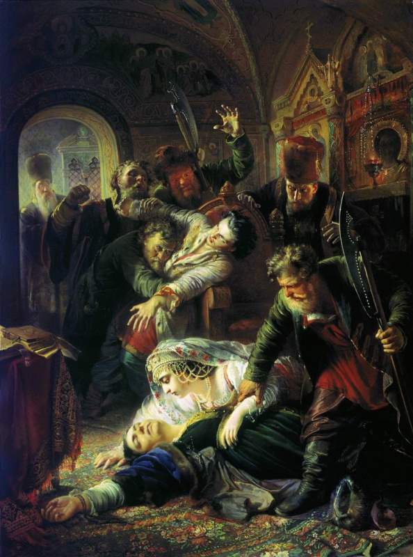 Konstantin Makovsky, The Agents of Dmitry the Pretender Kill the Son of Boris Godunov, 1862