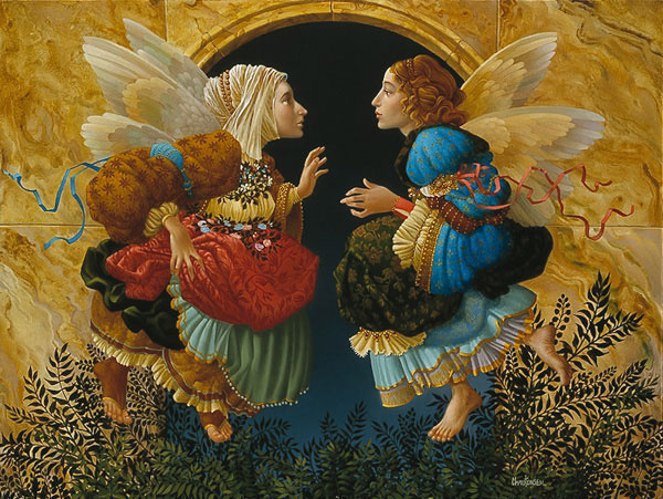 What angels speak about: wonderful wings in art of old and modern artists