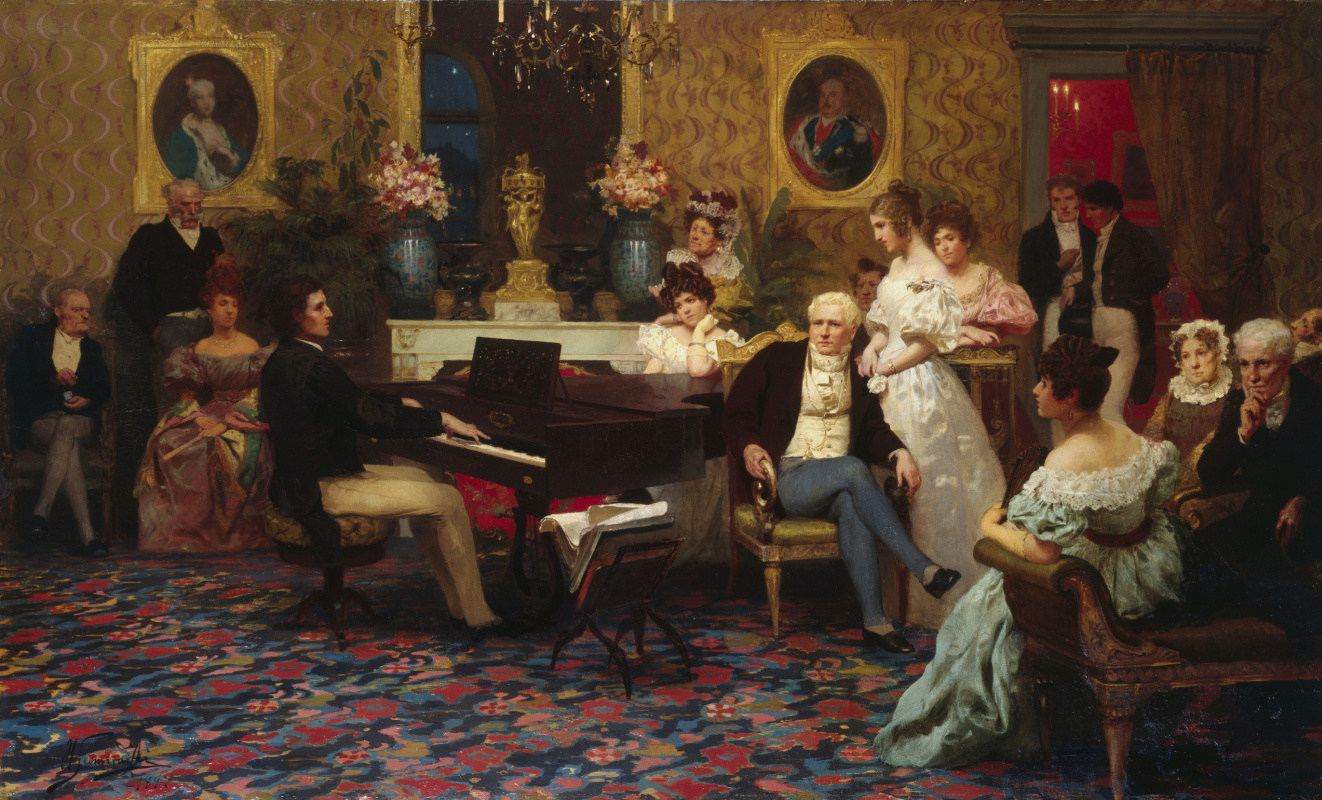 Henryk Siemiradzki, Chopin playing the piano in the salon of Prince Radziwill, 1887