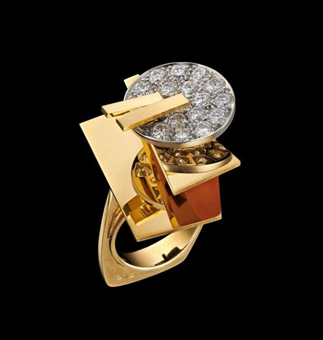 Ophiuchus ring. Nadia Léger. Gold, platinum, diamonds. 1970. Moscow Kremlin Museums