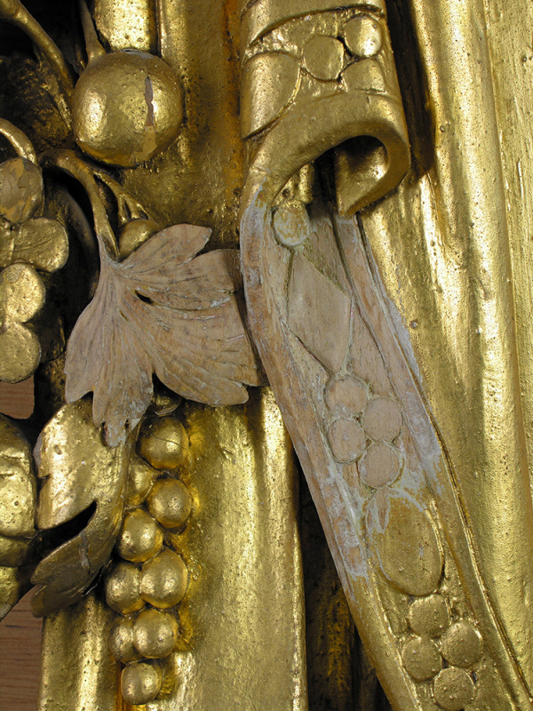 Пробная очистка детали рамы перед реставрацией. Фото: © Музей Эшмолиана, Оксфордский университет