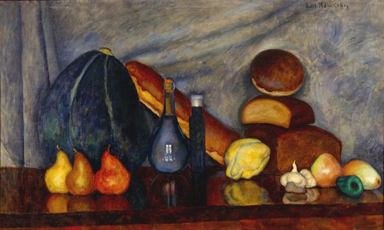 Ilya Mashkov. Still life with bread and pumpkin