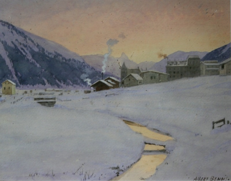 Albert Nikolayevich Benois. Winter landscape. Evening in the mountains