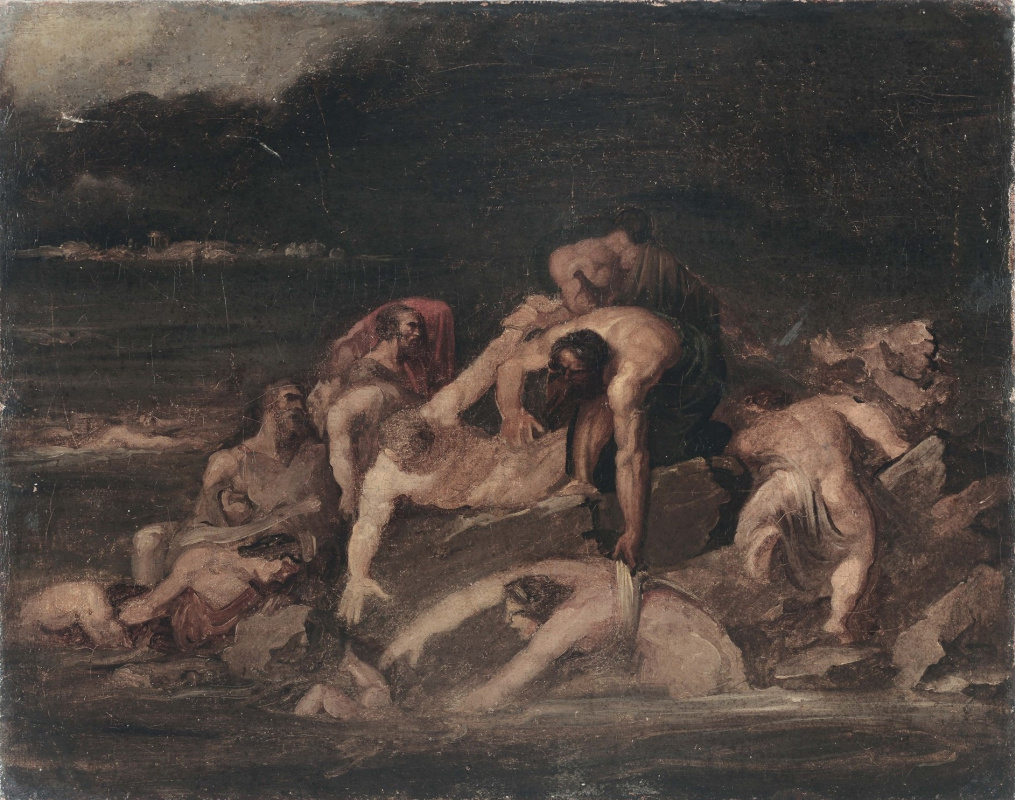 Théodore Géricault. Escena mitológica (inundación). Bosquejo