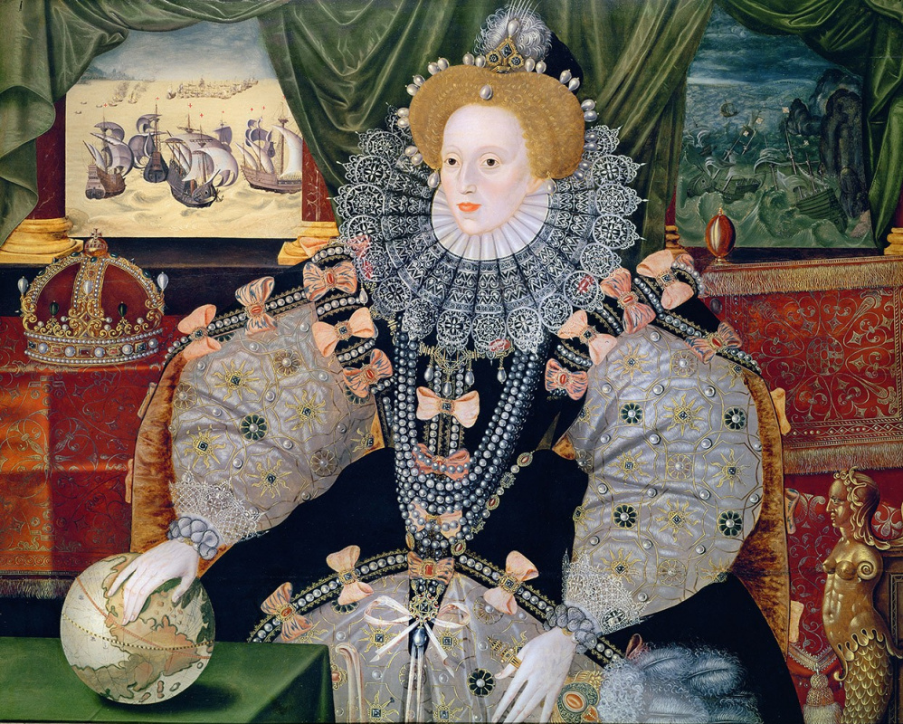 Masterpieces of unknown artists. Portrait de la reine Elizabeth I "Invincible Armada"