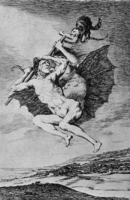 Francisco Goya. A series of "Caprichos", page 66: come on, take it easy!