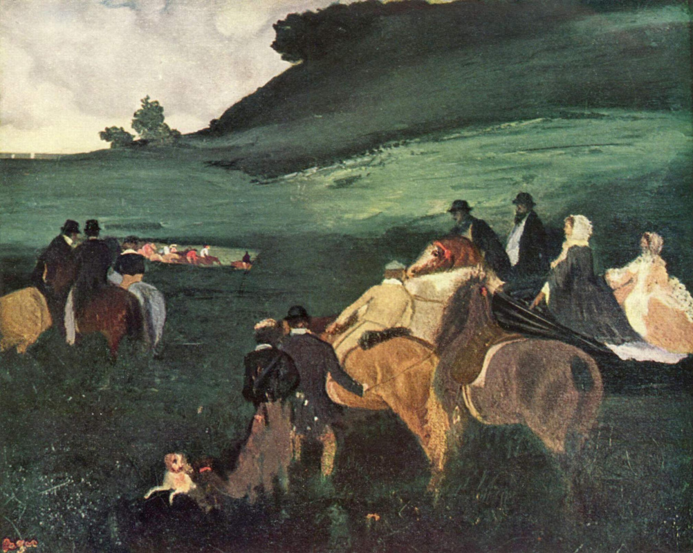 Edgar Degas. Landscape with riders