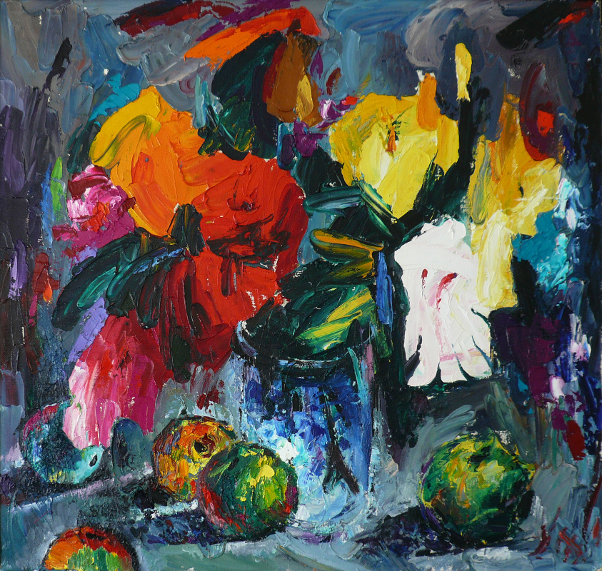Yuri Leonardovich Uzhdavini. A bouquet of flowers and apples