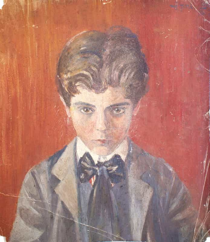 Egon Schiele. Self-Portrait with Red Background