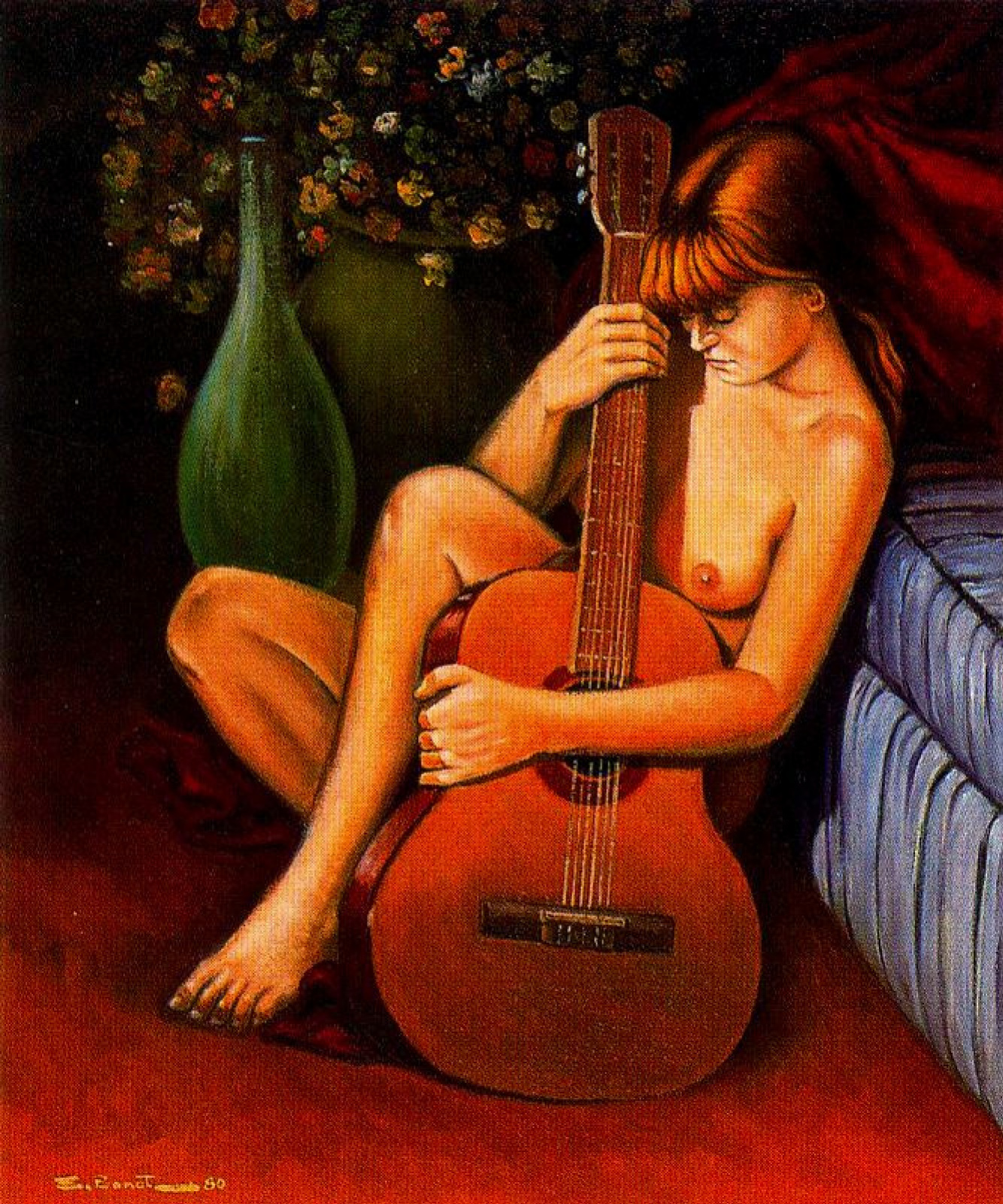 Naked girl with guitar by Emilio Bonet Casanova: History, Analysis & Facts  | Arthive