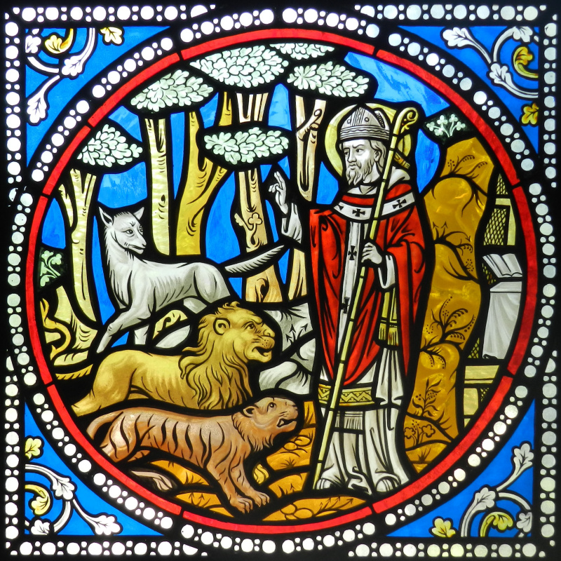 Vladimir Vladislavovich Vidyaykin. Copy of the stained-glass window "Scenes from the Life of Saint Austroin"