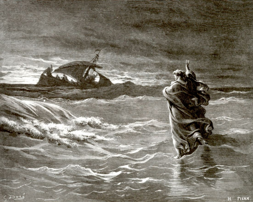 Paul Gustave Dore. Jesus walks by sea
