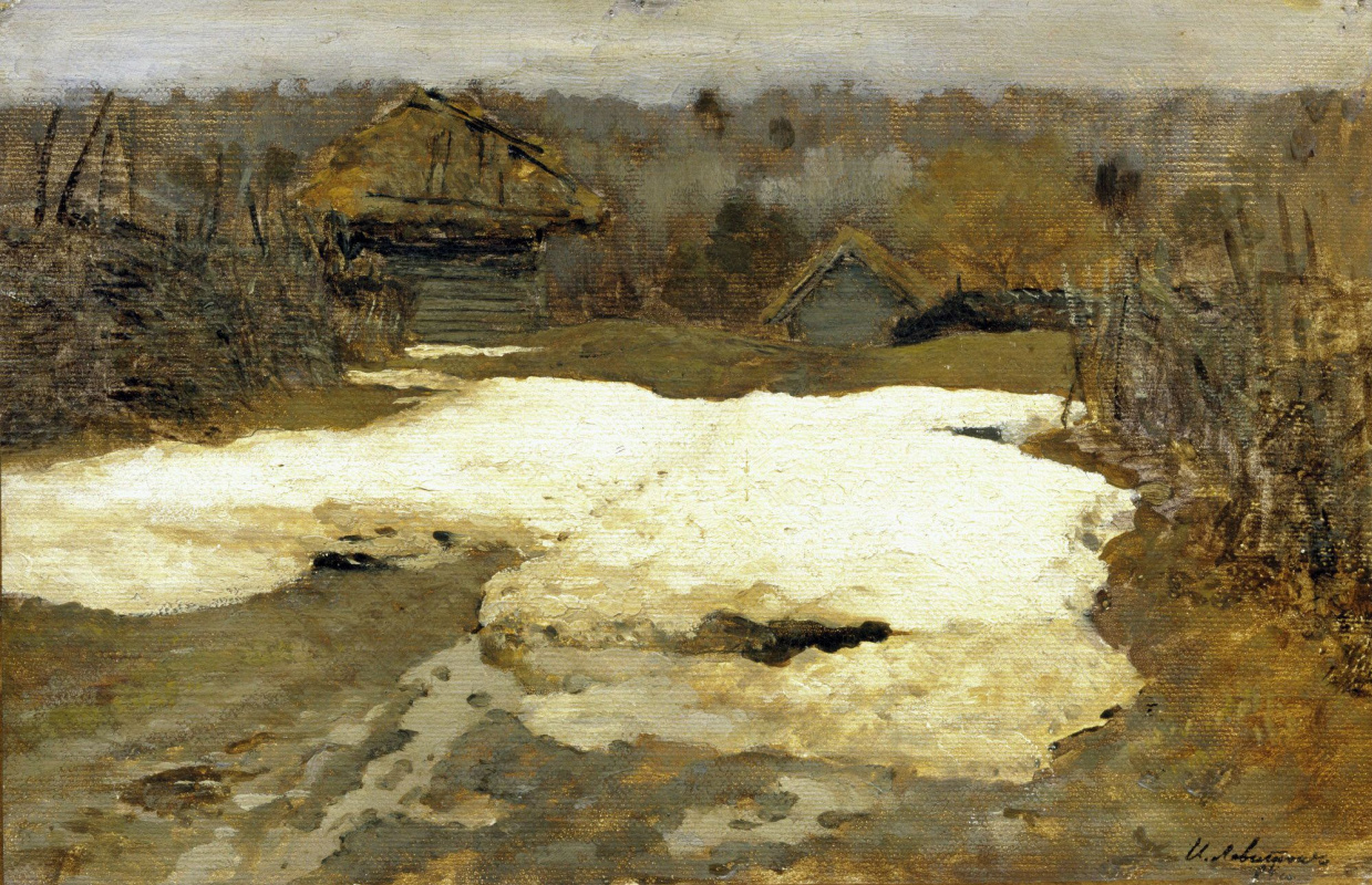 Isaac Levitan. The last snow. Savvinskaya Sloboda. A sketch for the painting "Last snow"