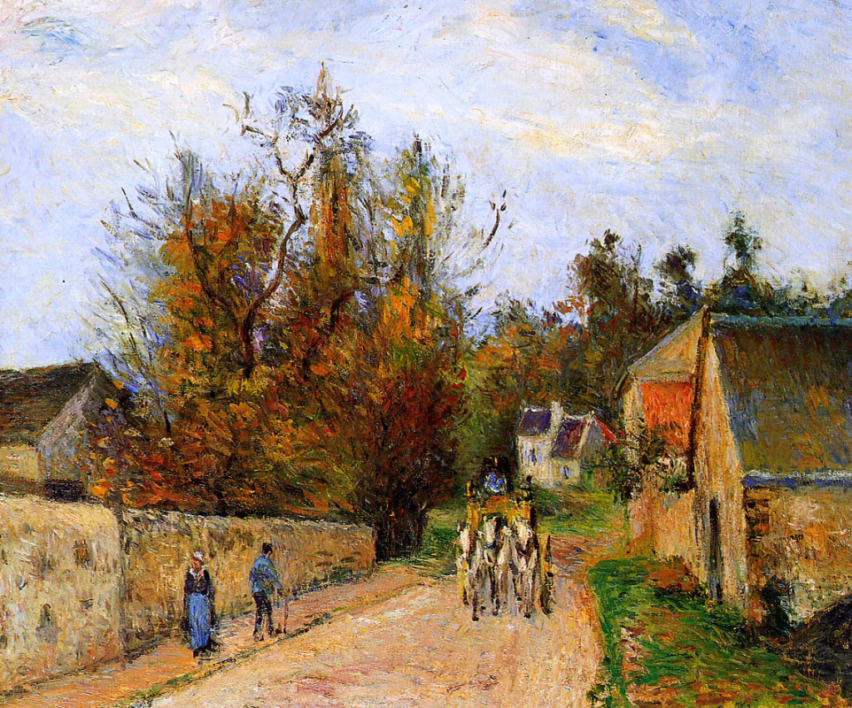 Camille Pissarro. Stagecoach. The road to Ennery.