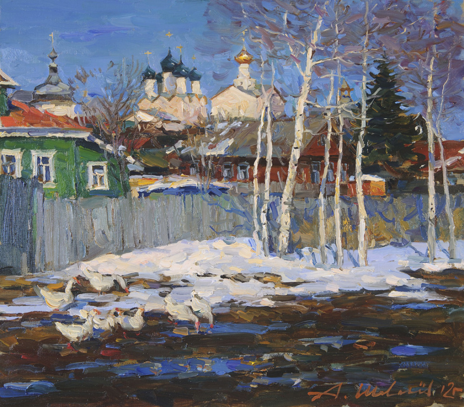 Alexander Shevelyov. Spring in Rostov.Oil on canvas 34,5 # of 37.7 cm 2012