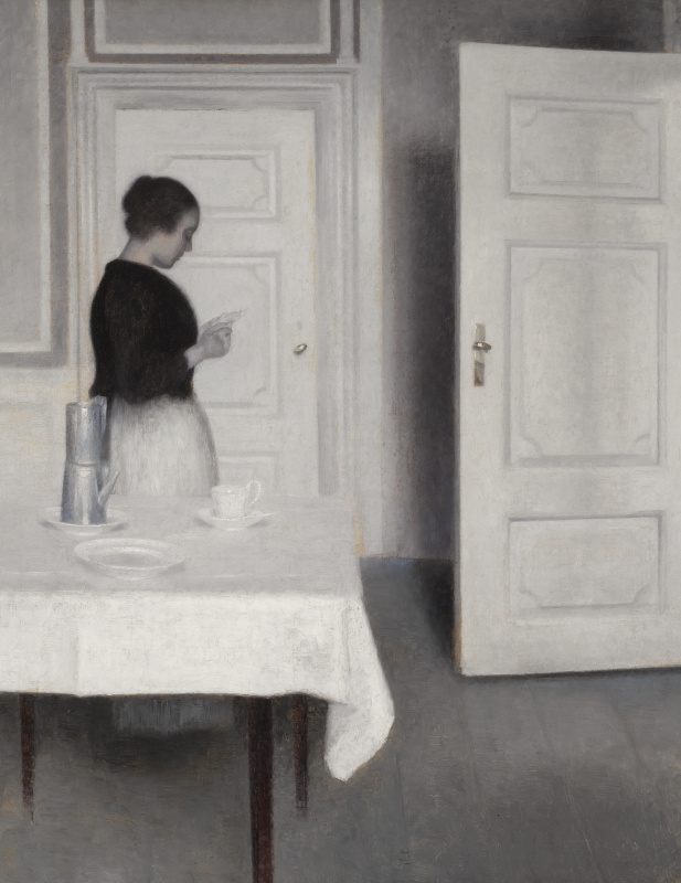 Vilhelm Hammershøi. Ida reading letter