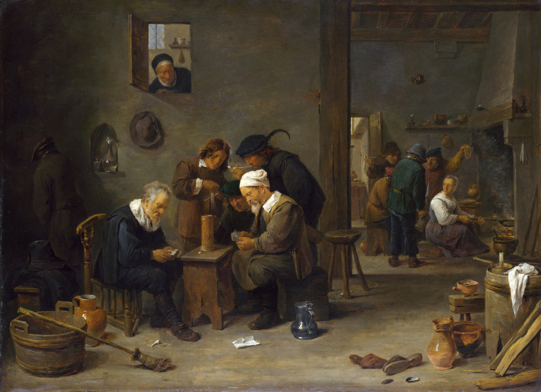 David Teniers the Younger. Two card players in the hotel kitchen