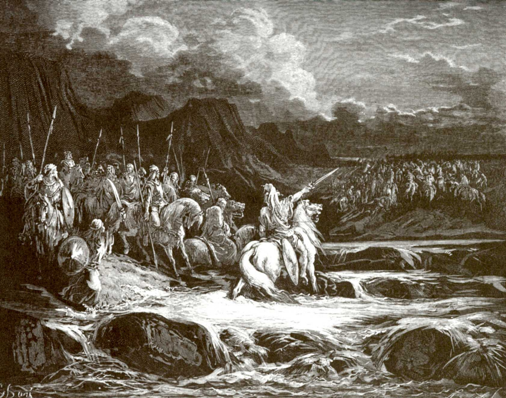 Paul Gustave Dore. Illustration to the Bible: Judas Maccabee Pursuits Timothy