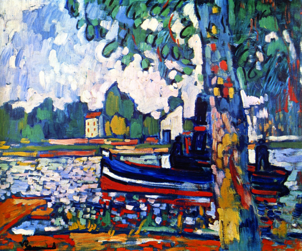 Maurice de Vlaminck. Landscape with tugboat