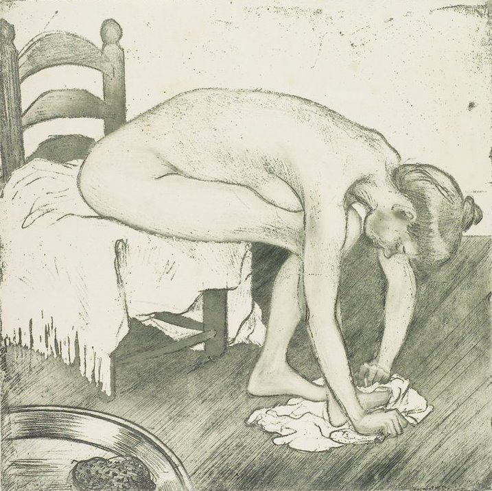 Theophile-Alexander Steinlen. Woman wiping his feet