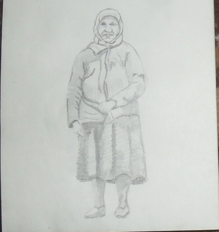 Василий Береговой. Grandma Maria (sketch in a notebook).