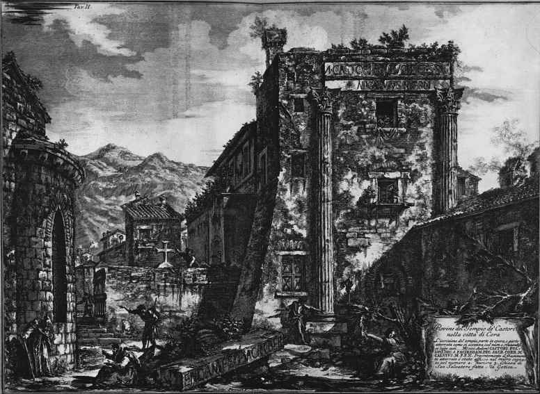 Giovanni Battista Piranesi. Ruins of the temple of castor and Pollux in the Cortex