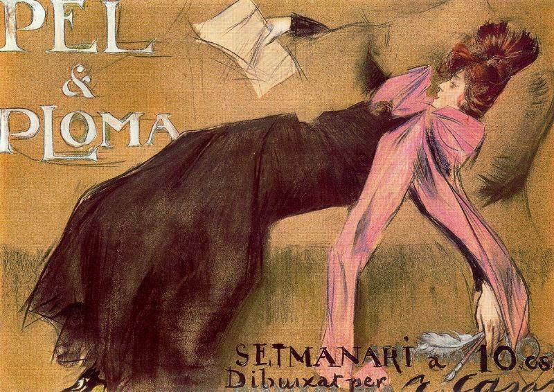 Ramon Casas i Carbó. Illustration of the cover of the magazine "Pel & Ploma"