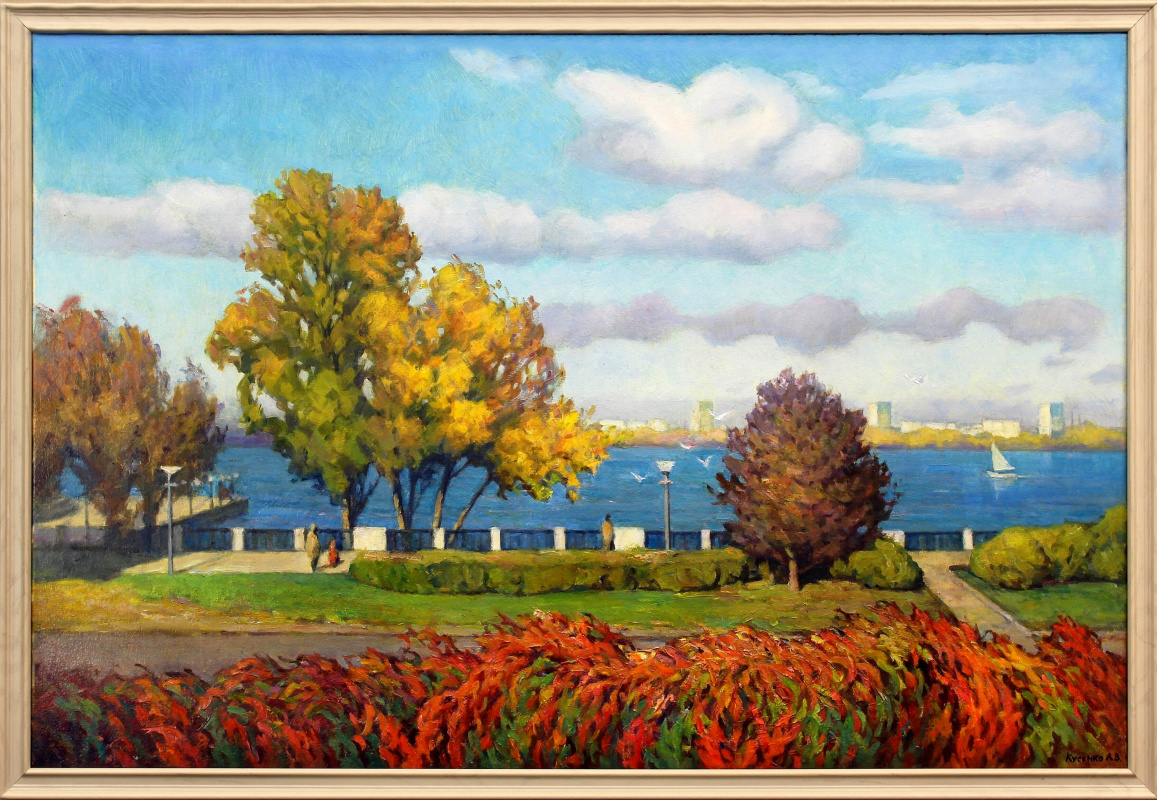 Embankment of the Dnieper 2023 canvas, oil 60 x 90 cm.