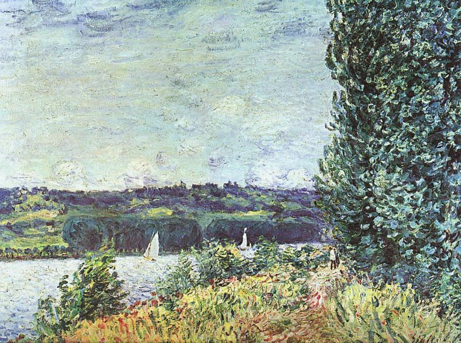 Alfred Sisley. The banks of the Seine, wind
