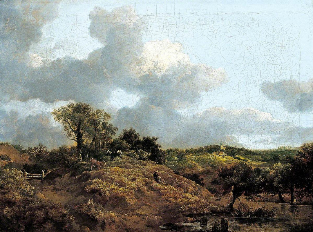 Landscape with sitting on the slope of the shepherd