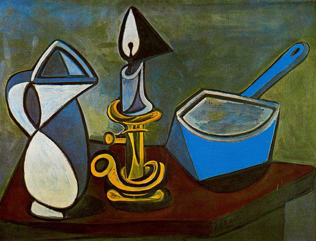 Пабло Пикассо. Кувшин, свеча и эмалированный ковш