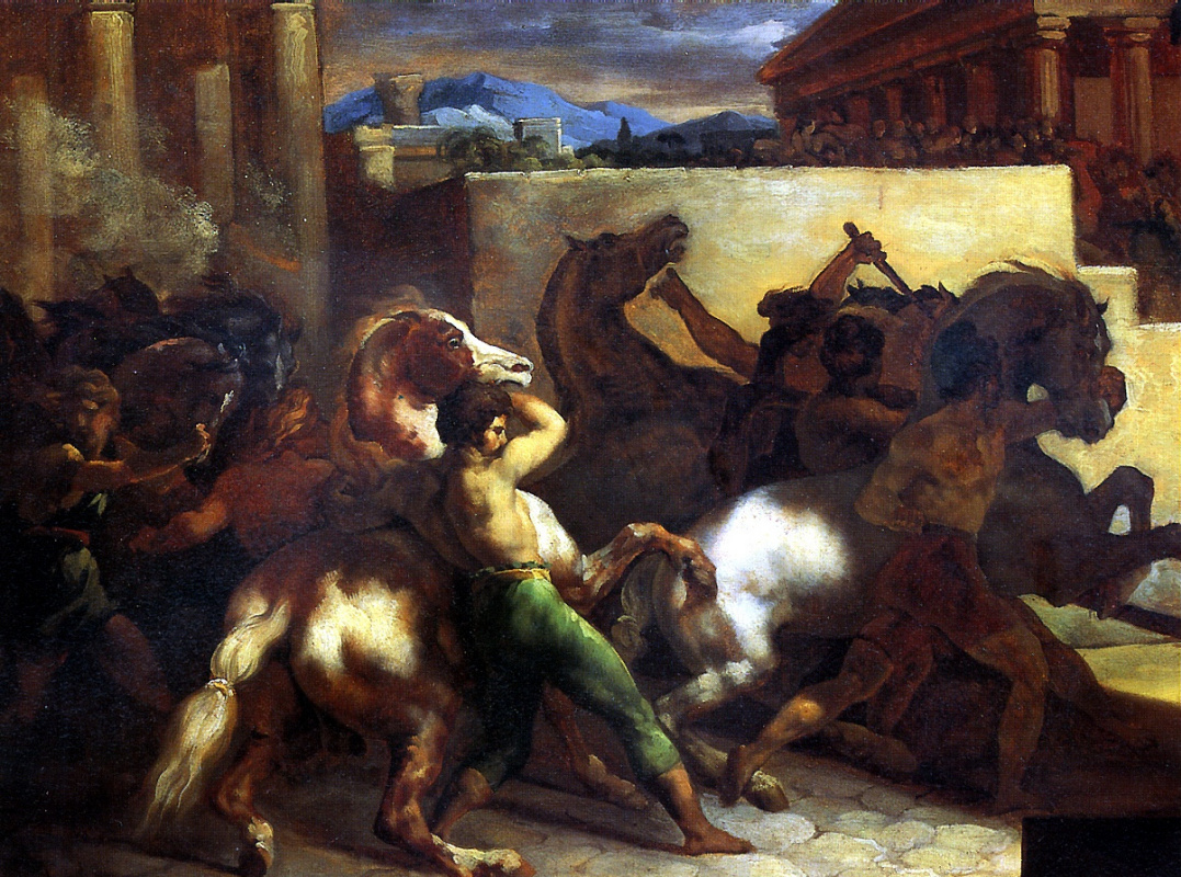 Théodore Géricault. Running free horses in Rome (Mossa)