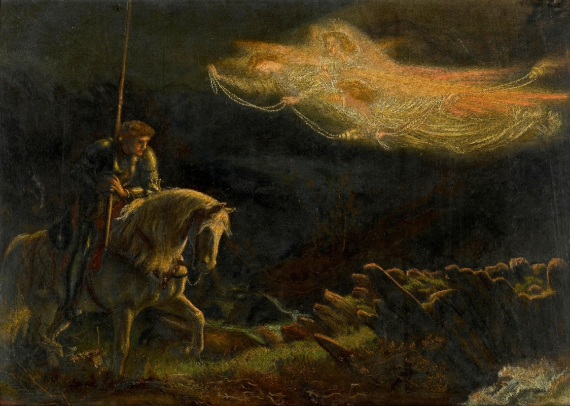 Arthur Hughes. Sir Galahad in search of the Holy Grail. Sketch