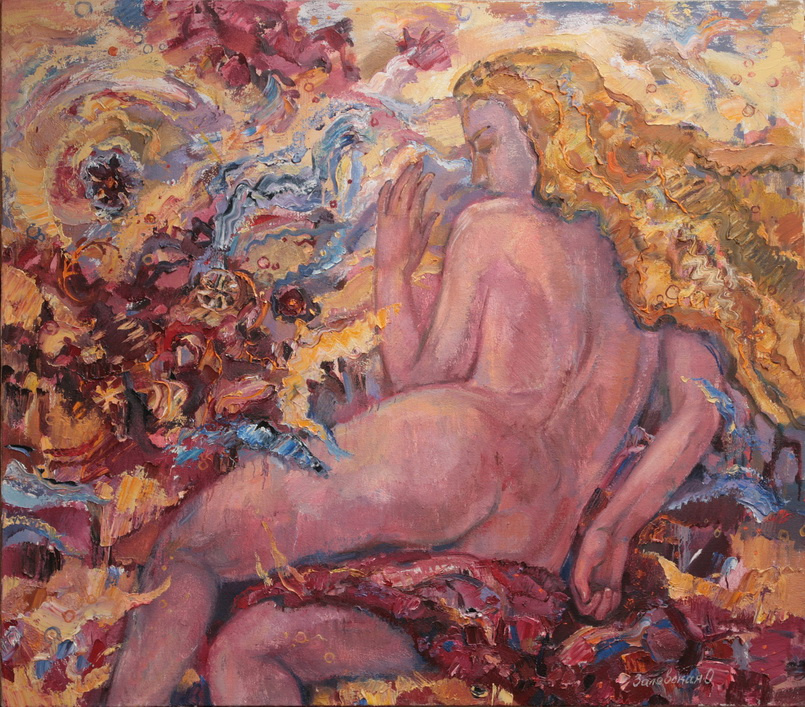 Oksana Viktorovna Zalevskaya. Desnudo con el pelo dorado.