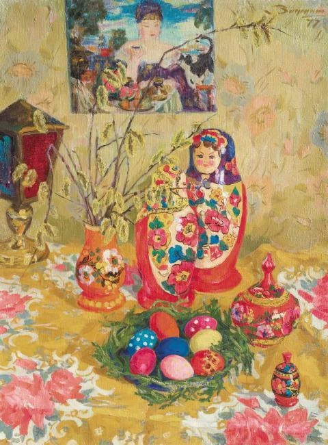 Zinaida Ilyinichna Zatsepina. Easter still life