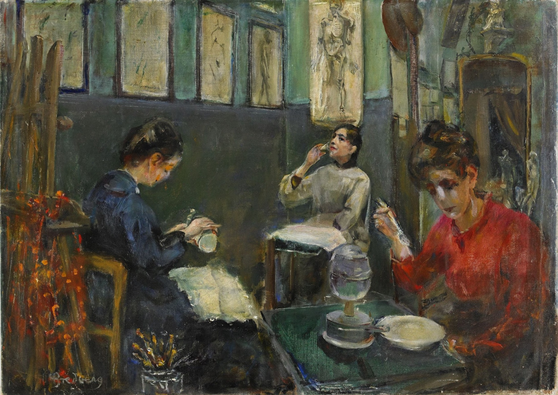 Mina Carlson-Bredberg. Académie Julian. Mademoiselle Beson boit dans un verre