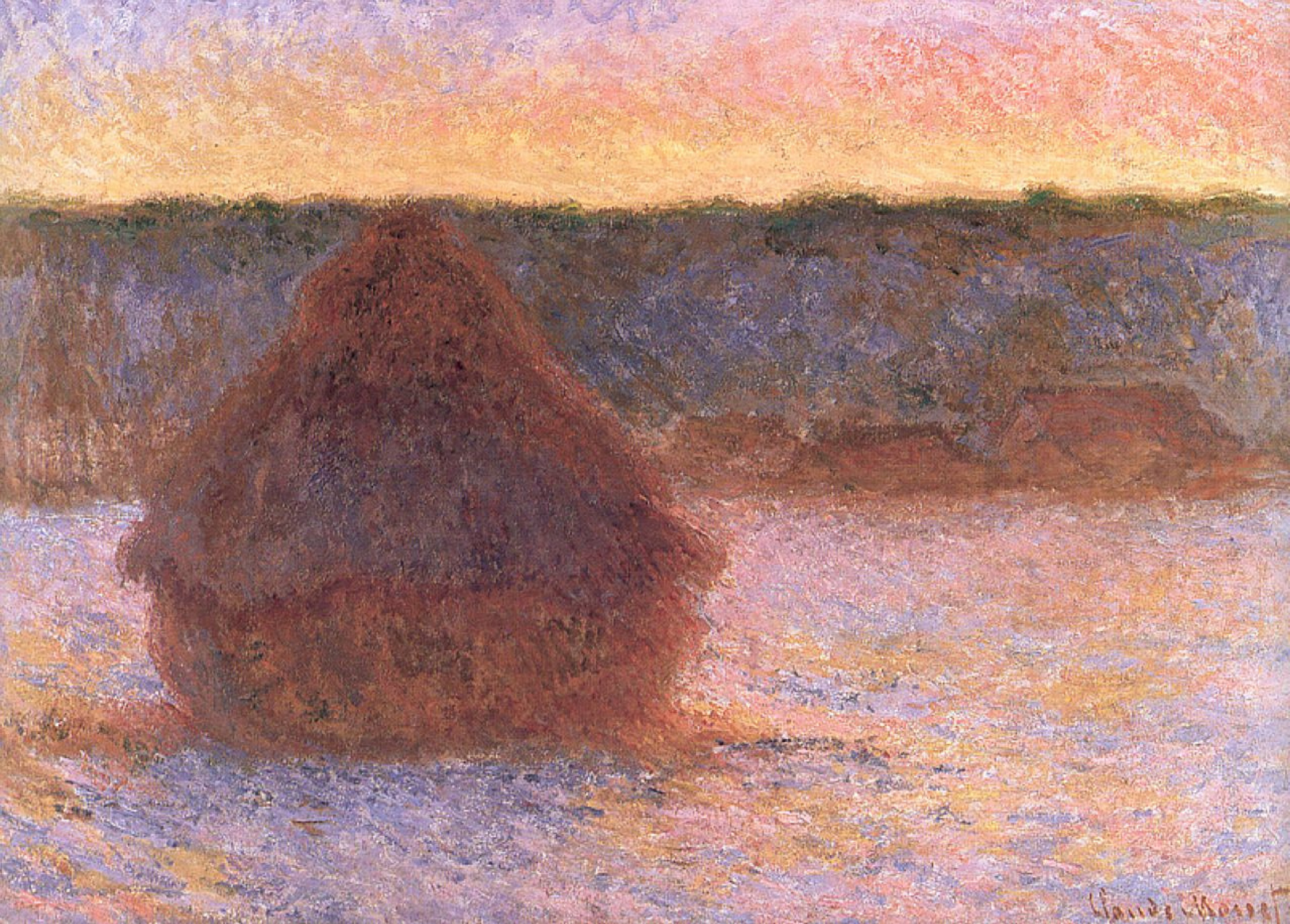Haystacks at sunset, frosty weather, 1891 by Claude Monet: History