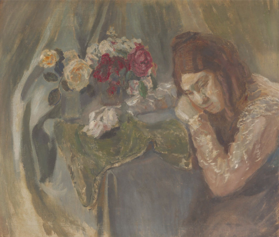 Victor Elpidiforovich Borisov-Musatov. Girl with roses. Portrait of sister