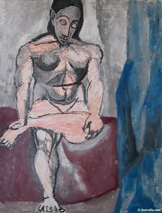 Pablo Picasso. The seated figure. Sketch for "Avignon maidens"