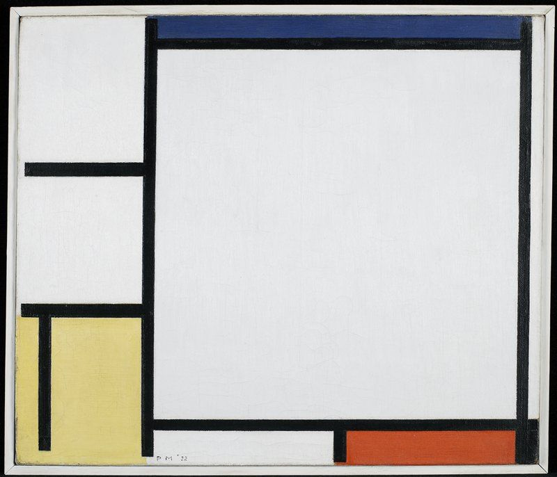 Piet Mondrian. Komposition mit blau, rot, gelb und schwarz