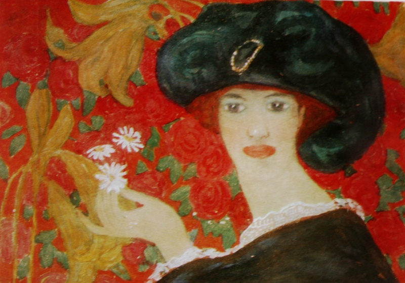 Alexander Vasilyevich Shevchenko. "Dama con margaritas". 1909 marcas de lápices Colección de S.Ya. Feldshein