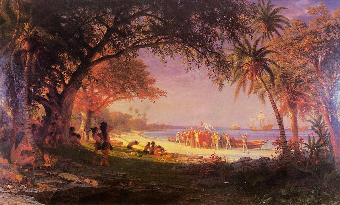 Albert Birštadt. The landing of Columbus on the island of San Salvador