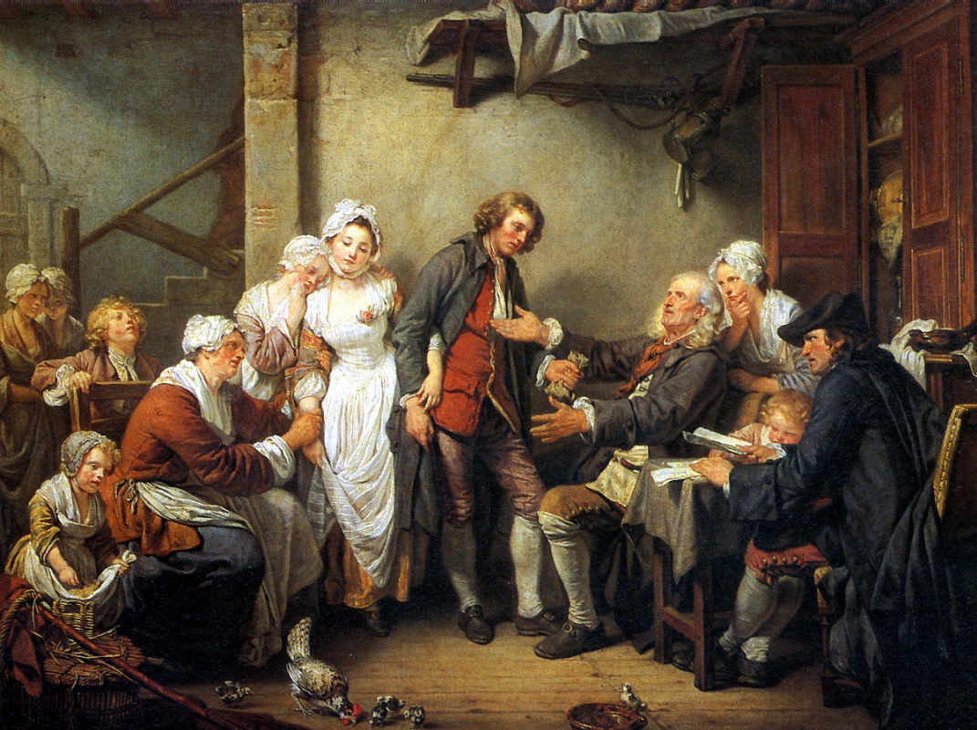 Jean-Baptiste Greuze. Rustic engagement party