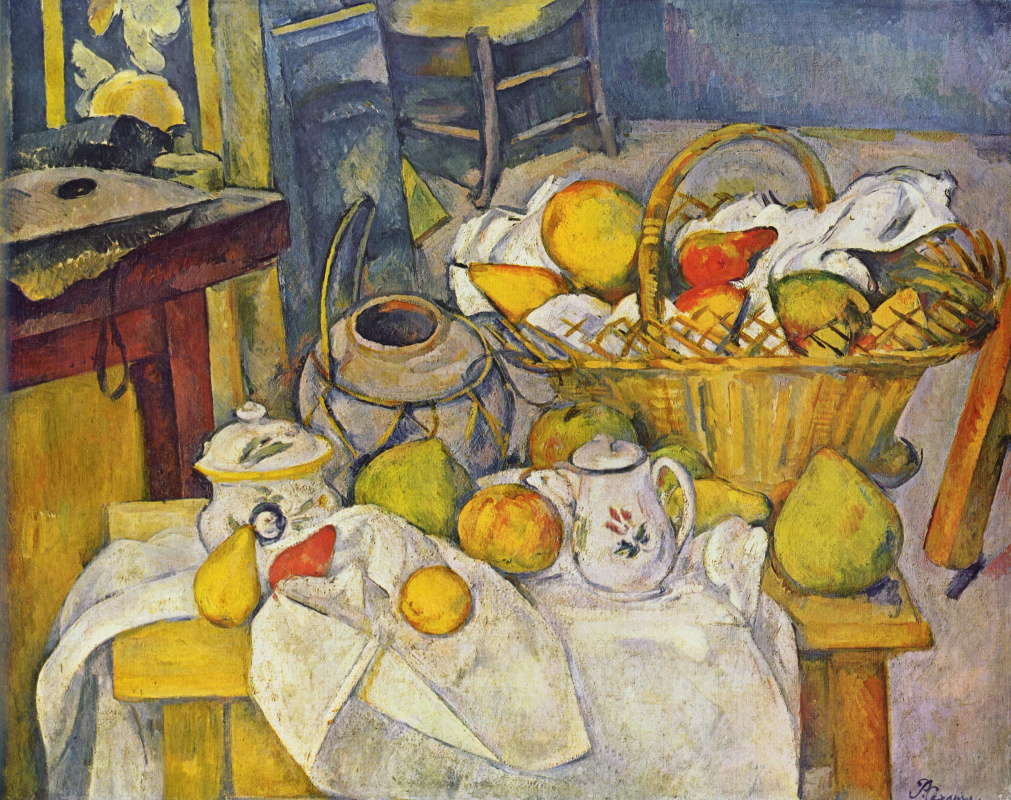 Paul Cezanne. Still life with basket of fruit