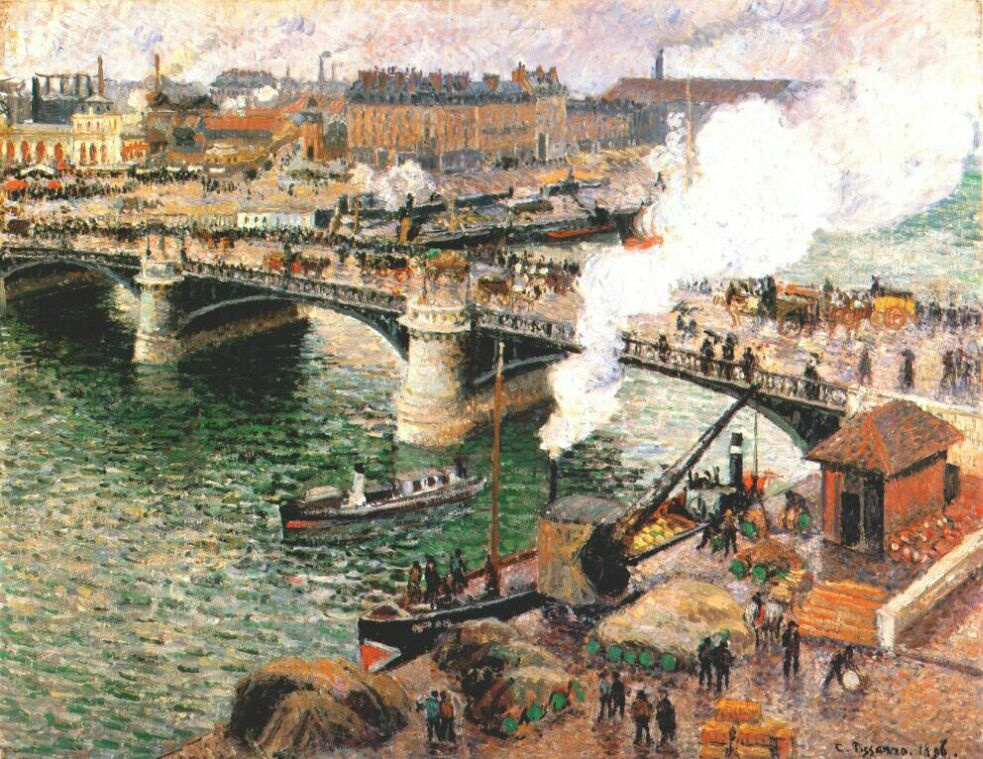 Camille Pissarro. The Boieldieu bridge in wet weather