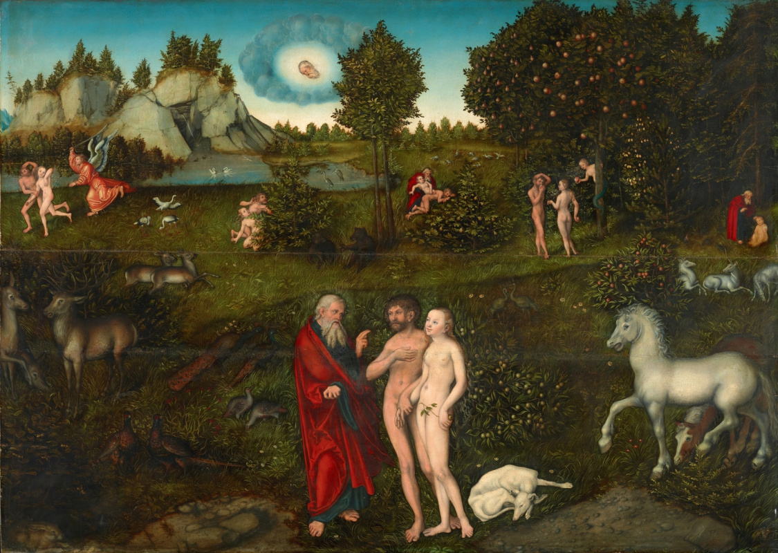 Lucas Cranach the Elder. Adam and eve in the garden of Eden