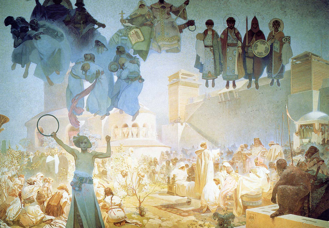 Alfons Mucha. L'introduction de la liturgie slave. De la série "Épopée slave"